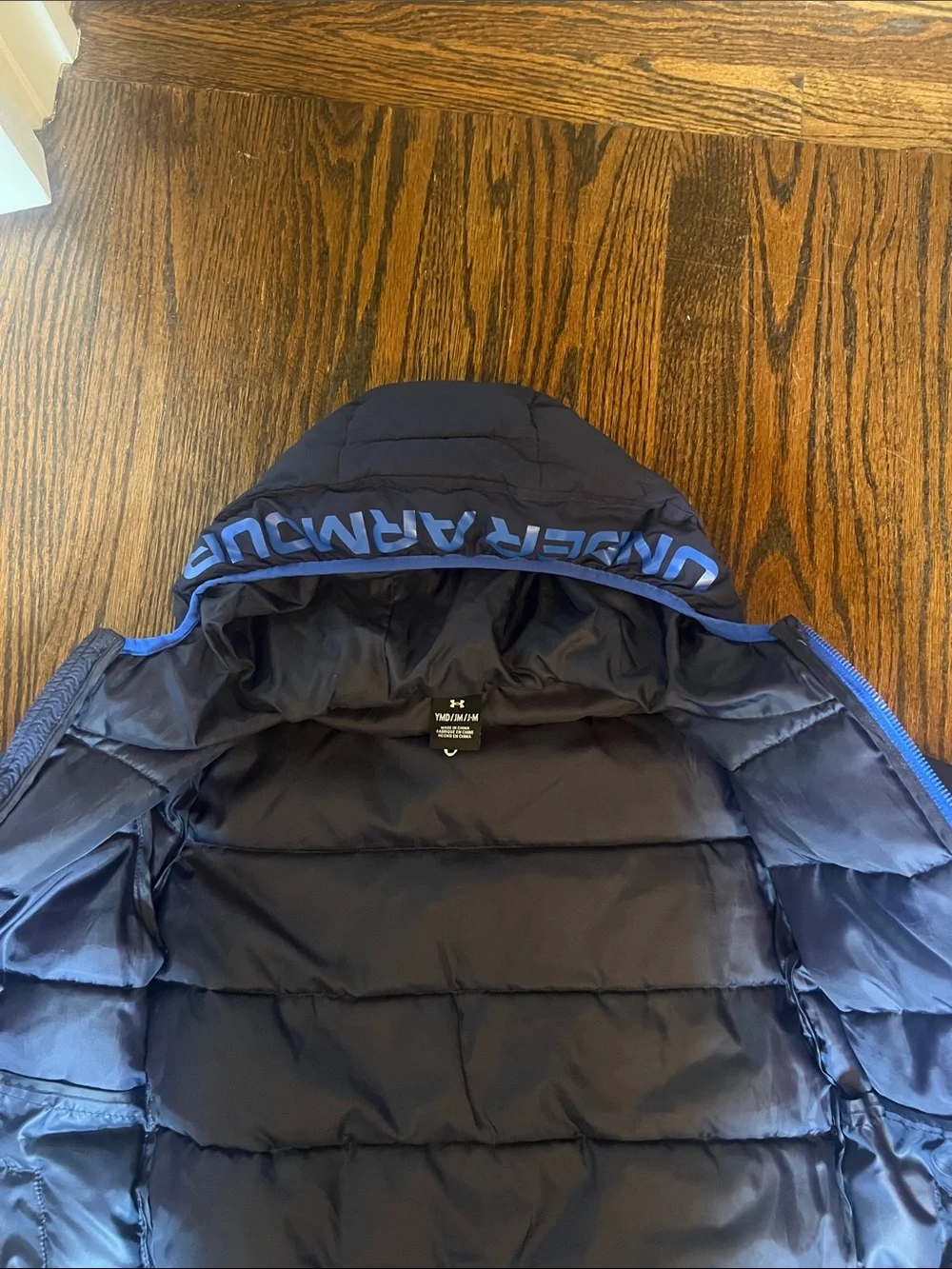 Under Armour Navy and Royal Blue Puffer Jacket with Hood